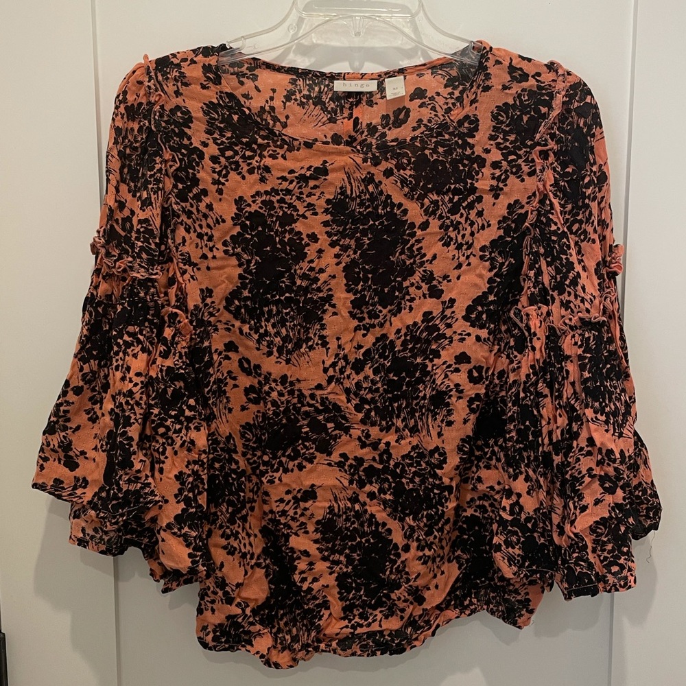 Orange Bell Sleeve Blouse